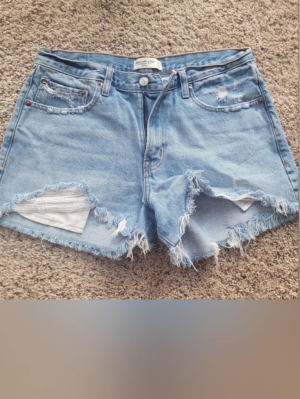 Abercrombie & Fitch Light Blue Distressed Cutoff Denim Shorts